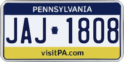 PA license plate JAJ1808