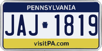 PA license plate JAJ1819