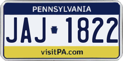 PA license plate JAJ1822