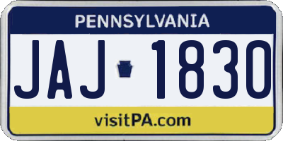 PA license plate JAJ1830