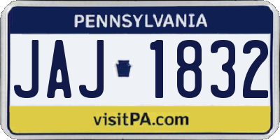PA license plate JAJ1832