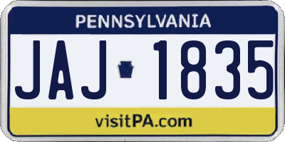 PA license plate JAJ1835