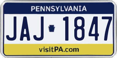PA license plate JAJ1847