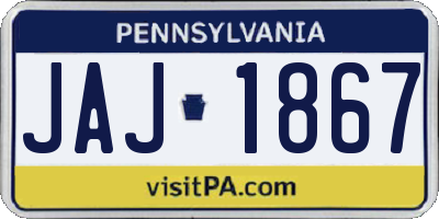 PA license plate JAJ1867