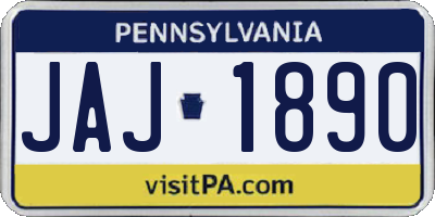 PA license plate JAJ1890