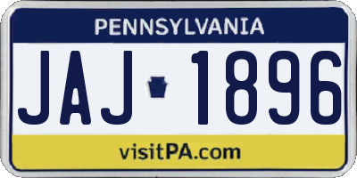 PA license plate JAJ1896
