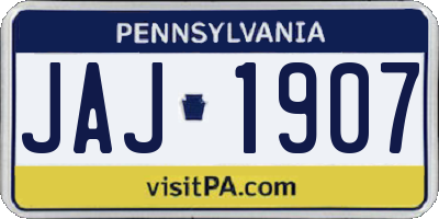 PA license plate JAJ1907
