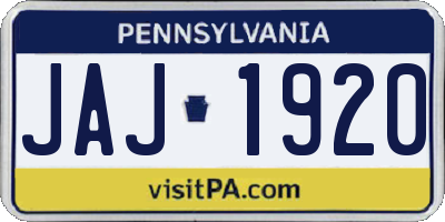 PA license plate JAJ1920