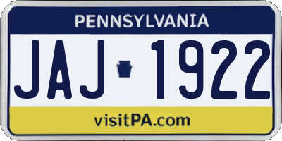PA license plate JAJ1922