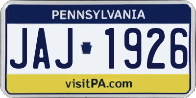 PA license plate JAJ1926
