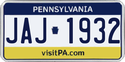 PA license plate JAJ1932