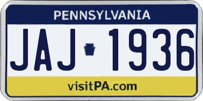 PA license plate JAJ1936
