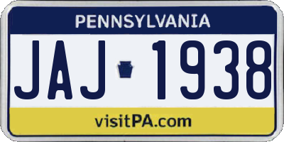 PA license plate JAJ1938