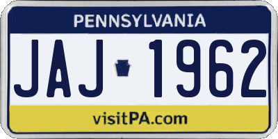 PA license plate JAJ1962