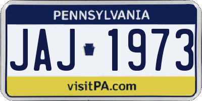 PA license plate JAJ1973