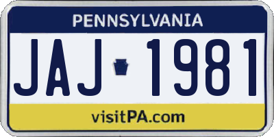 PA license plate JAJ1981