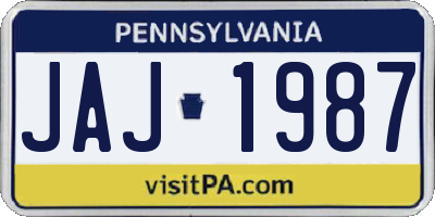 PA license plate JAJ1987