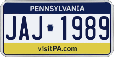 PA license plate JAJ1989