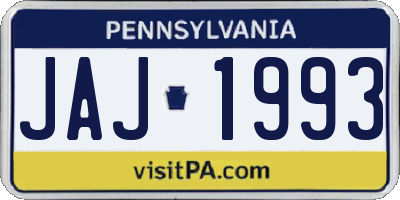PA license plate JAJ1993