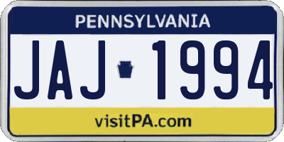 PA license plate JAJ1994