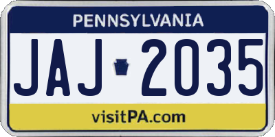 PA license plate JAJ2035