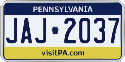 PA license plate JAJ2037