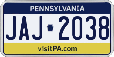 PA license plate JAJ2038