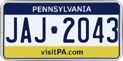 PA license plate JAJ2043