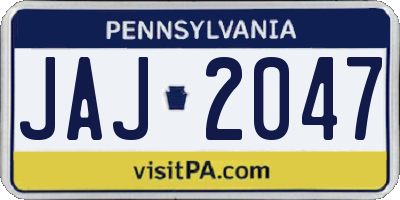 PA license plate JAJ2047