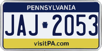 PA license plate JAJ2053