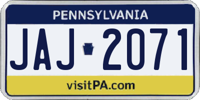 PA license plate JAJ2071
