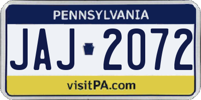 PA license plate JAJ2072