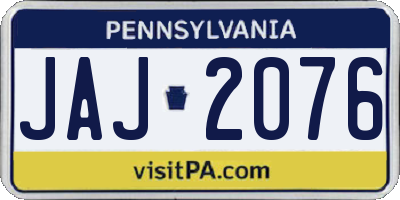 PA license plate JAJ2076