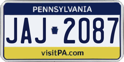 PA license plate JAJ2087