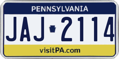 PA license plate JAJ2114