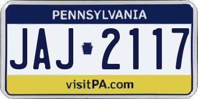 PA license plate JAJ2117