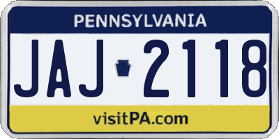 PA license plate JAJ2118