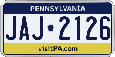 PA license plate JAJ2126