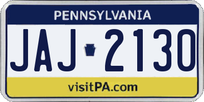 PA license plate JAJ2130