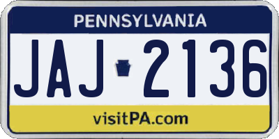 PA license plate JAJ2136
