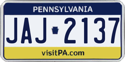 PA license plate JAJ2137