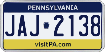PA license plate JAJ2138