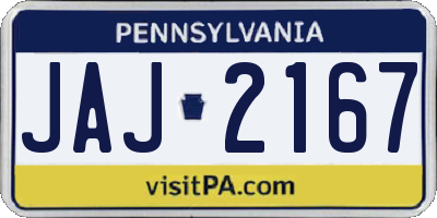 PA license plate JAJ2167