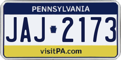 PA license plate JAJ2173