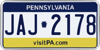 PA license plate JAJ2178