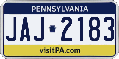 PA license plate JAJ2183