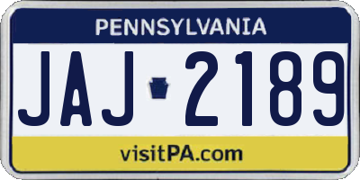 PA license plate JAJ2189