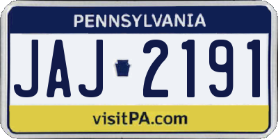 PA license plate JAJ2191