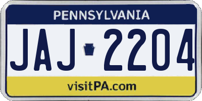 PA license plate JAJ2204