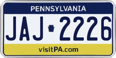 PA license plate JAJ2226